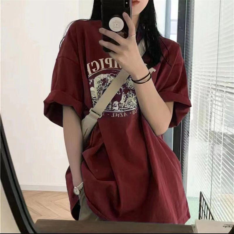 Street Fashion Essentials - LMQ เสื้อสตรีทแฟชั่นพิมพ์ตัวอักษรเสื้อยืดลำลองฮิปฮอปกีฬาตัวหลวม