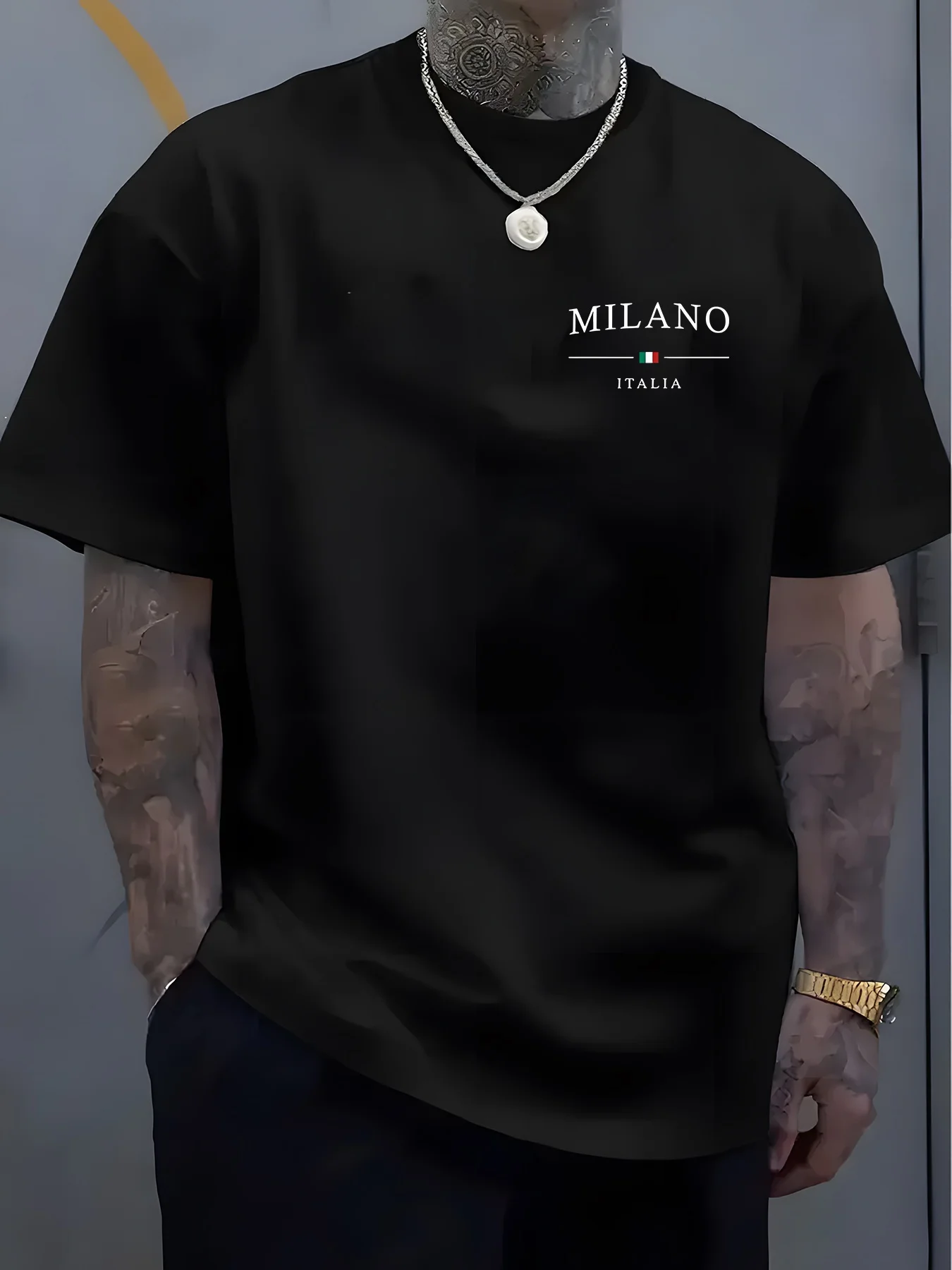 Street Fashion Of Milan - เสื้อยืดพิมพ์ลาย Milan ITALIA สำหรับผู้ชายและผู้หญิง เสื้อผ้าลำลองสำหรับกีฬากลางแจ้ง วิ่ง