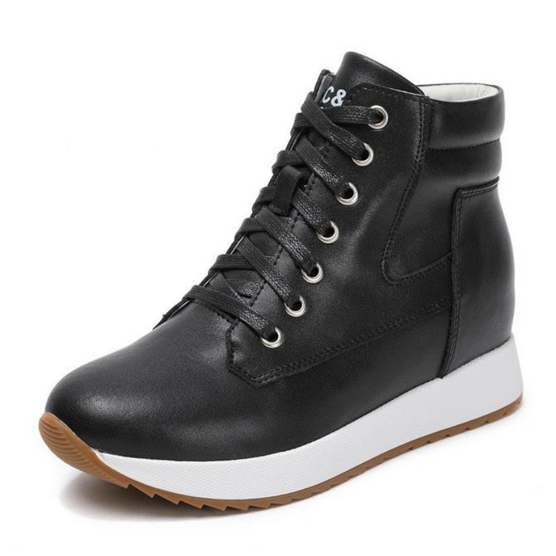 Chunky Sneaker Platform - 7 ซม.ของแท้หนังผู้หญิงข้อเท้า Booties แพลตฟอร์ม WEDGE รองเท้าส้นสูงผู้หญิงอบอุ่นฤดูหนาวฤดูใบไม้ร่วงฤดูใบไม้ผลิ