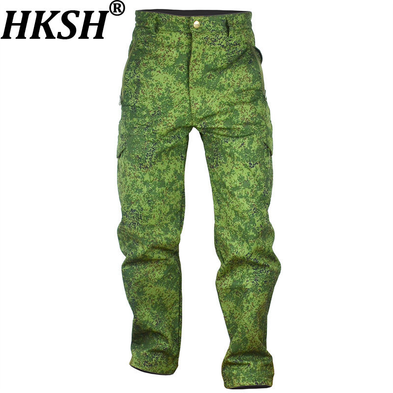 Techwear Pants Tactical - กางเกงแฟชั่นผู้ชายสไตล์ทหารลายพราง ผ้าฟลีซหนานุ่ม หลายกระเป๋า สไตล์ซาฟารี รุ่น HK17946