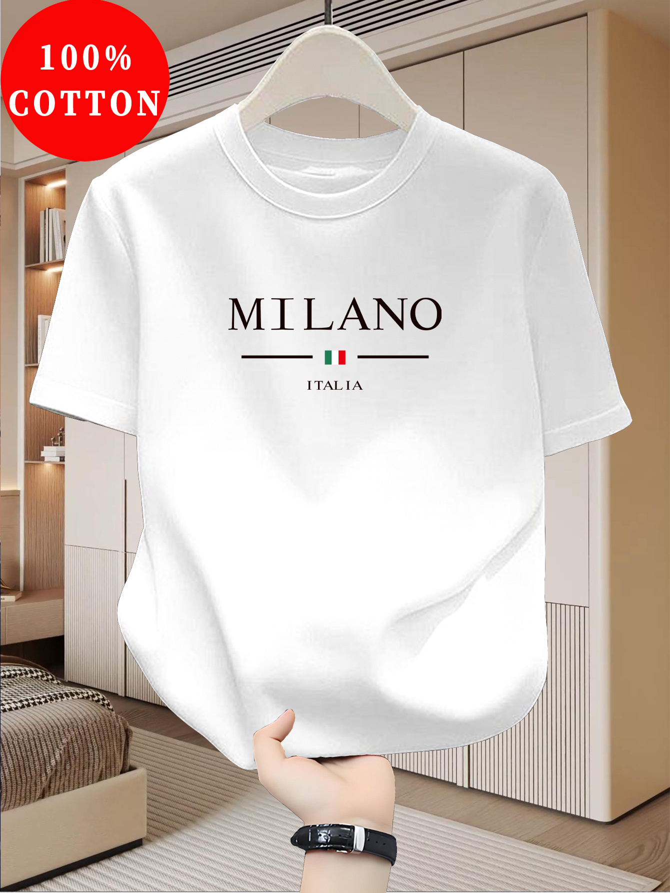 Street Fashion Of Milan - เสื้อยืดลายพิมพ์มิลาน แขนสั้น ดีไซน์คอกลม ลำลองและทันสมัย สำหรับผู้ชายและผู้หญิง เสื้อท็อปสำหรับฤดูร้อนสไตล์สตรีท