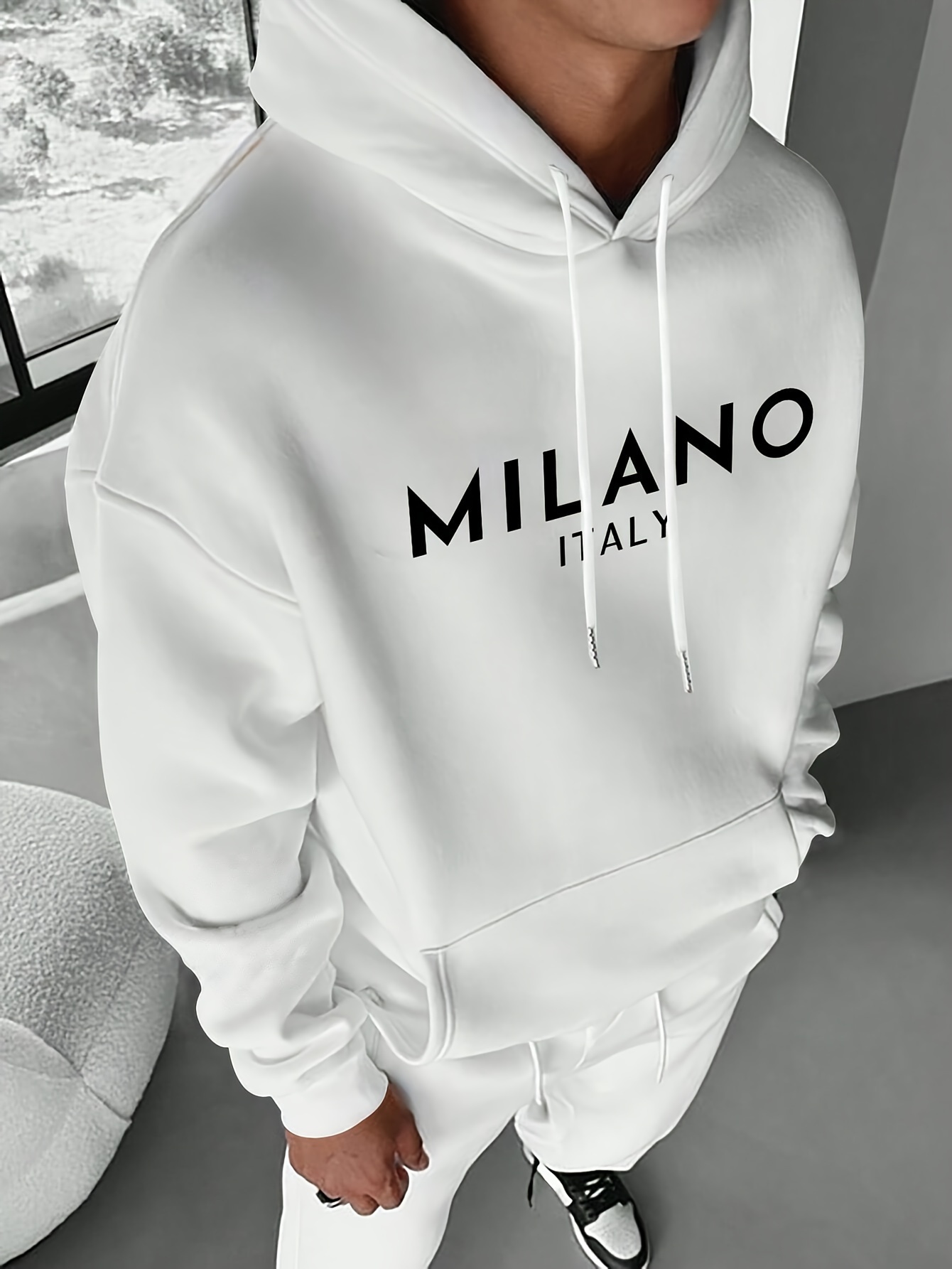 Street Fashion Of Milan - เสื้อฮู้ดดี้ Milan Letter สำหรับผู้ชายและผู้หญิง สไตล์ลำลอง แฟชั่นสปอร์ต
