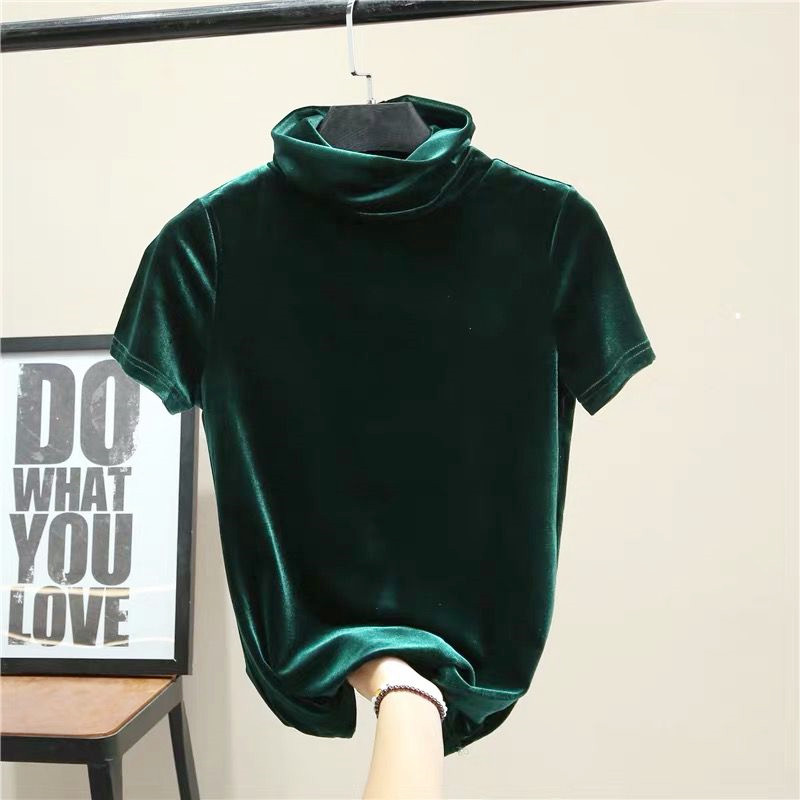 Street Fashion Plus Size - เสื้อเชิ้ตกำมะหยี่แขนสั้นคอเต่าแฟชั่นเกาหลีสำหรับผู้หญิง เสื้อฮิปฮอปเซ็กซี่สำหรับฤดูร้อน 2026 เสื้อยืดสตรีทแวร์อินเทรนด์ไซส์ใหญ่