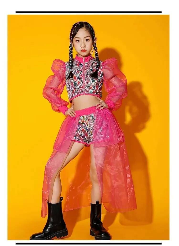 Street Fashion Online - ชุดแจ๊สประดับเลื่อมสำหรับเต้นรำ ชุดแสดงสำหรับผู้หญิง แฟชั่นโชว์รูปแบบแคทวอล์ค ชุดแฟชั่นออนไลน์ สีแดง สำหรับถ่ายภาพ