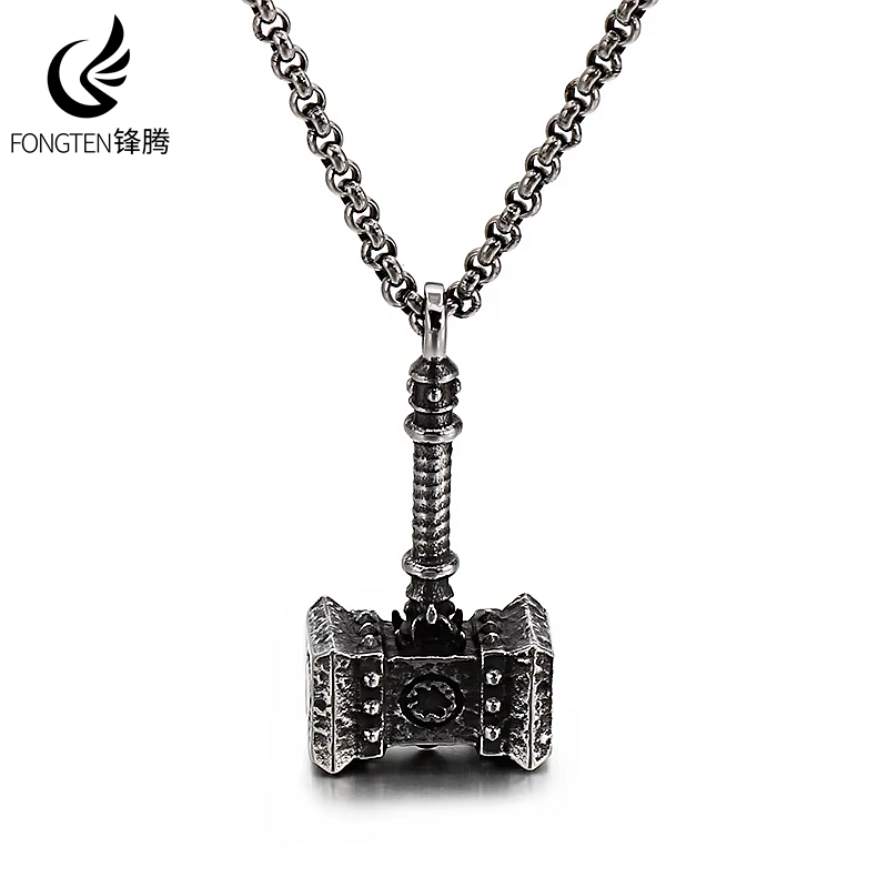 Fashion Street Singapore - Fongten Gothic Hammer Skull Plug จี้สร้อยคอผู้ชายสแตนเลส