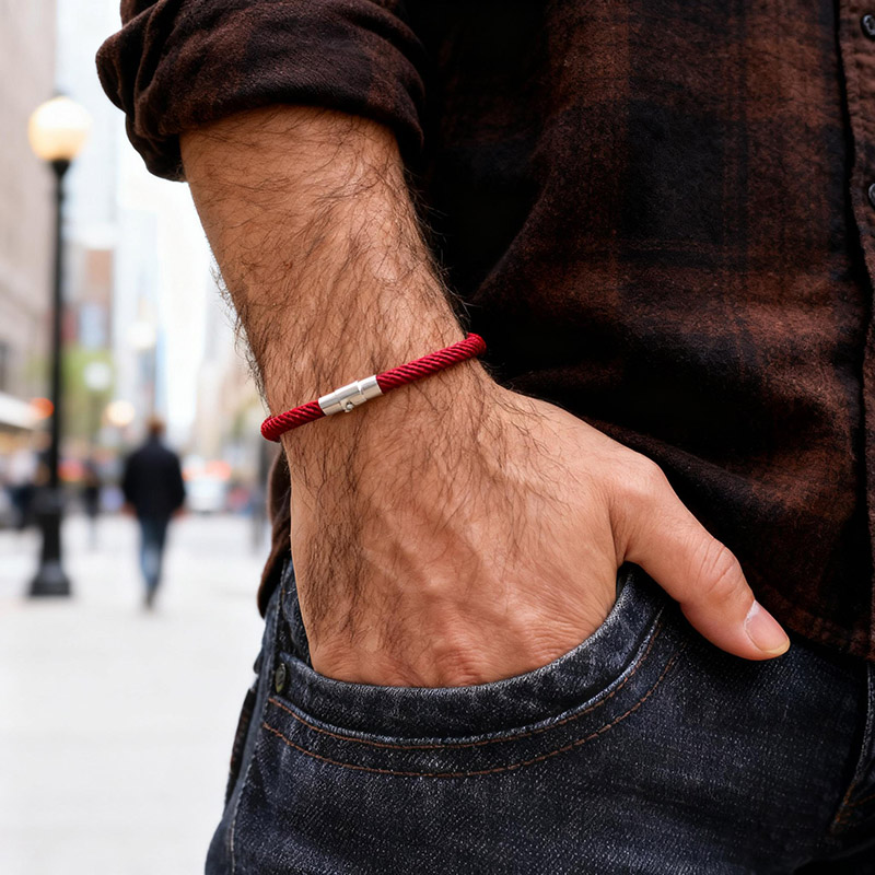 Street Fashion Of Milan - สร้อยข้อมือถักมือ เกรด A พร้อมตัวล็อคแม่เหล็กแบบผู้ชาย สายมิลานแบบพัน สร้อยข้อมือสำหรับปั่นจักรยาน