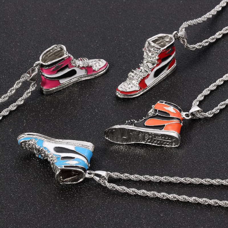 Fashion Street Singapore - Mini Hip-Hop รองเท้าผ้าใบจี้สร้อยคอ Cool แฟชั่นชายสไตล์ Street