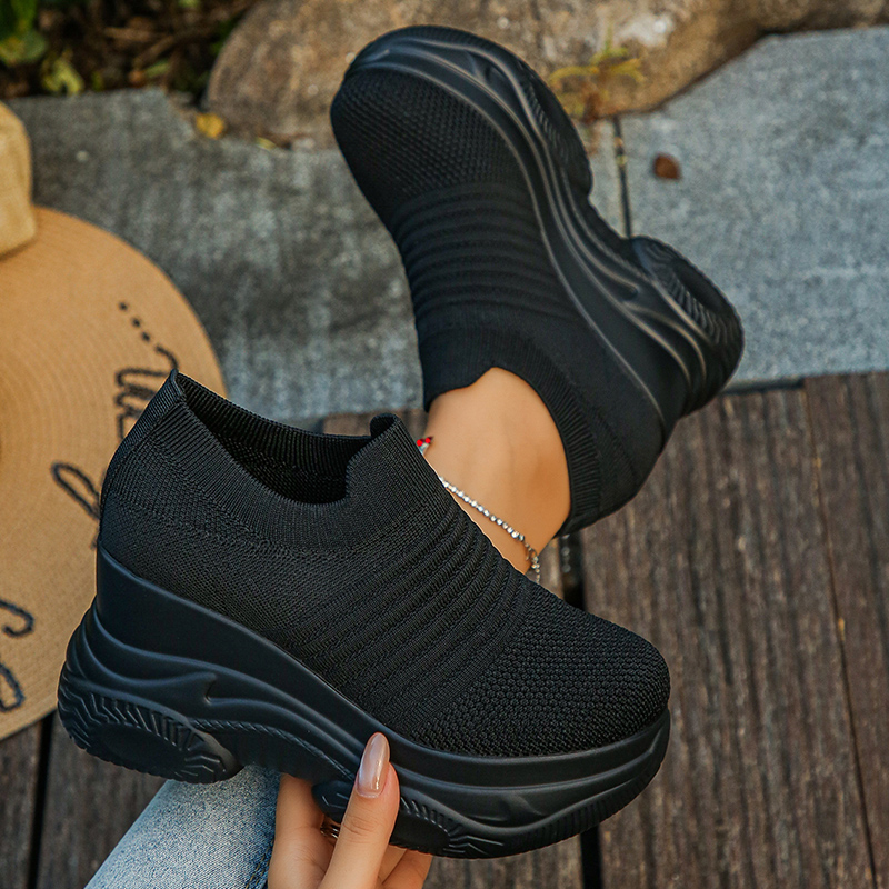 รองเท้าผ้าถักสีขาวสำหรับผู้หญิ - Chunky Sneaker Platform บทวิจารณ์และราคา