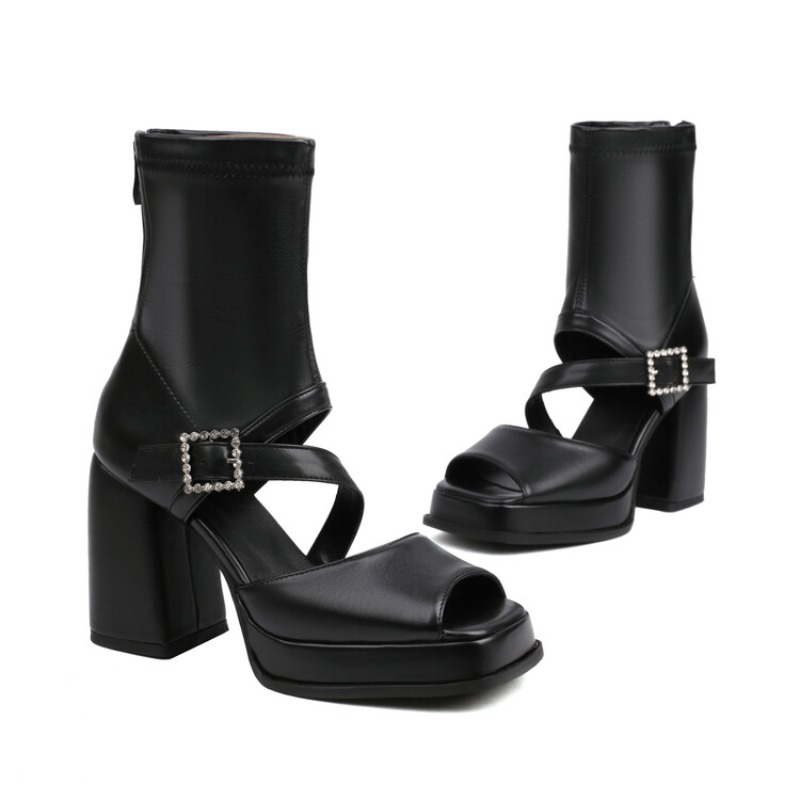 รองเท้าส้นสูงแบบเปิดนิ้วเท้า ส - Street Fashion Plus Size บทวิจารณ์และราคา