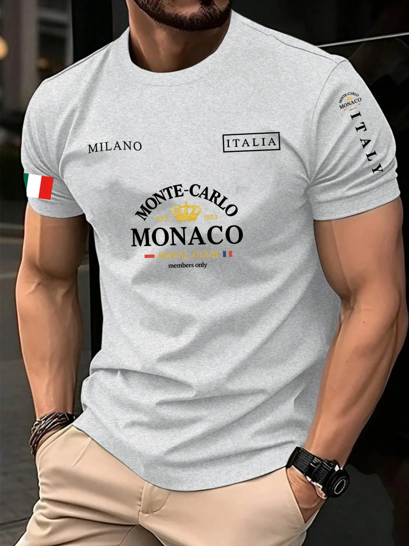 เสื้อยืดผู้ชายลายตัวอักษรมอนโก - Street Fashion Monaco บทวิจารณ์และราคา