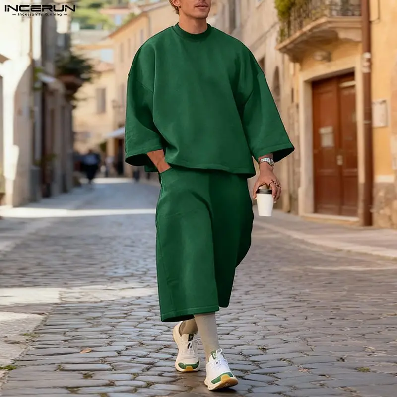 ชุดเซ็ตผู้ชาย INCERUN สีพื้น เ - Fashion Streetwear บทวิจารณ์และราคา