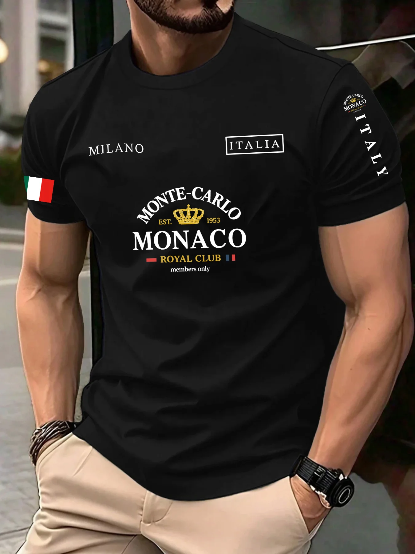 เสื้อยืดพิมพ์ลายธงโมนาโกขายดีท - Street Fashion Monaco บทวิจารณ์และราคา