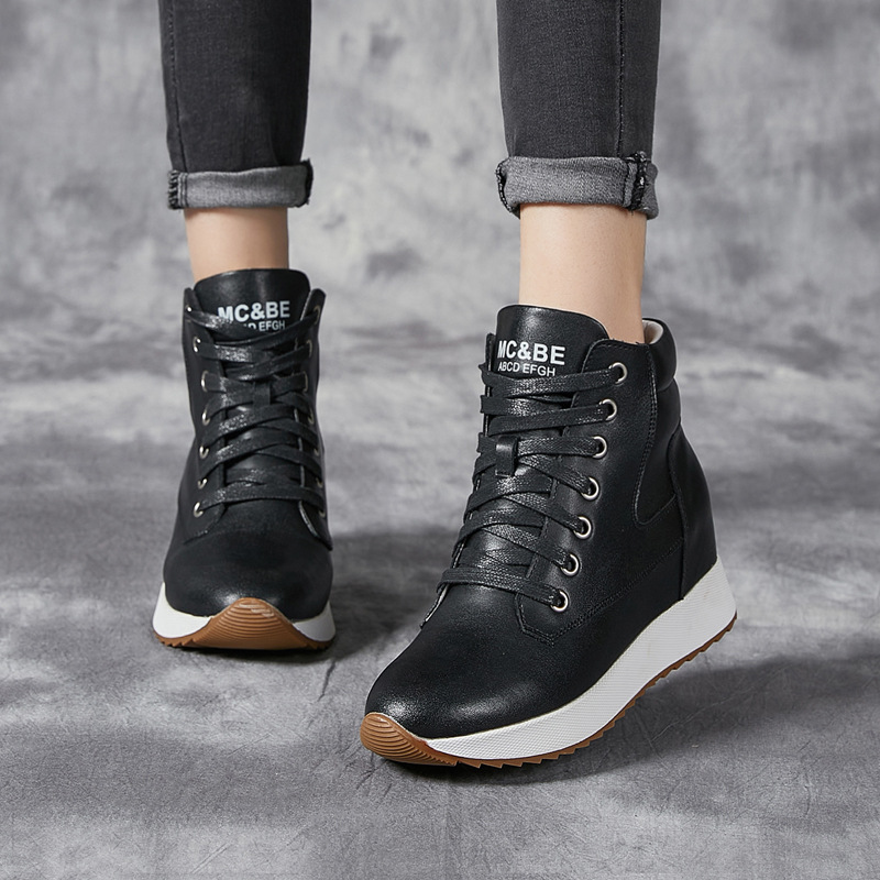 7 ซม.ของแท้หนังผู้หญิงข้อเท้า  - Chunky Sneaker Platform บทวิจารณ์และราคา