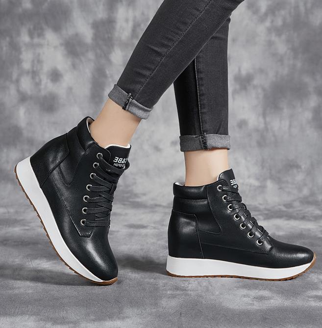 7 ซม.ของแท้หนังผู้หญิงข้อเท้า  - Chunky Sneaker Platform บทวิจารณ์และราคา
