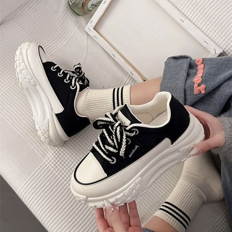 รองเท้าผ้าใบสีขาวทรง Chunky สไ - Chunky Sneaker Platform บทวิจารณ์และราคา