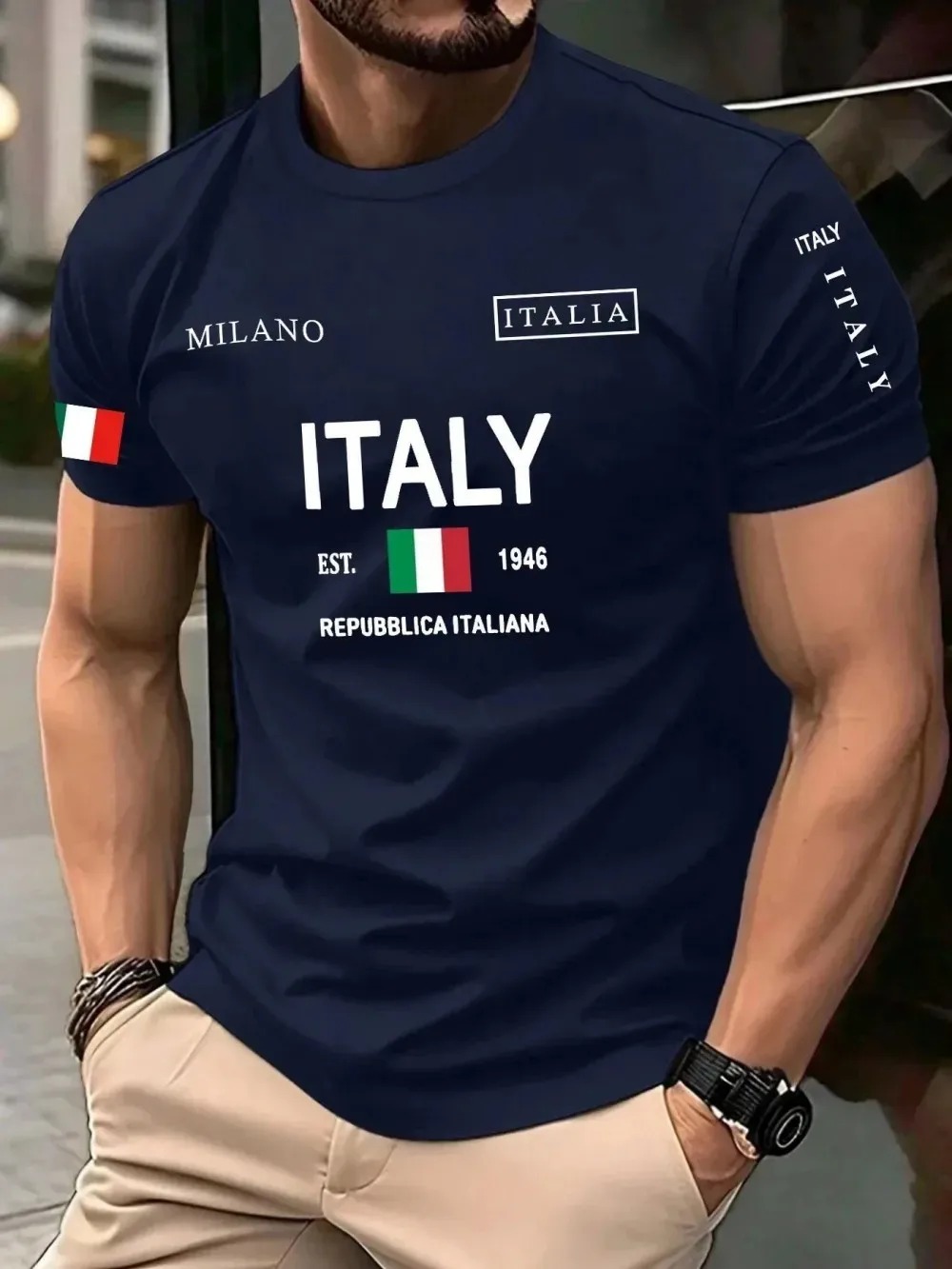 เสื้อยืดผู้ชายพิมพ์ลาย 3D สไตล - Street Fashion Of Milan บทวิจารณ์และราคา
