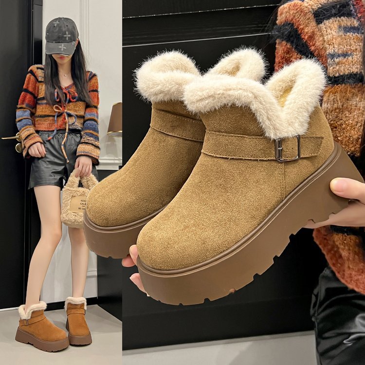 รองเท้าบูทหิมะผู้หญิงแบบหนา สไ - Street Fashion Online บทวิจารณ์และราคา