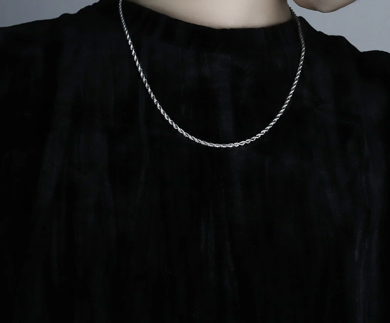 สร้อยคอเชือกเกลียวบางขัดเงาสำห - Street Fashion Guys บทวิจารณ์และราคา