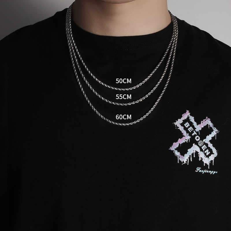 สร้อยคอเชือกเกลียวบางขัดเงาสำห - Street Fashion Guys บทวิจารณ์และราคา