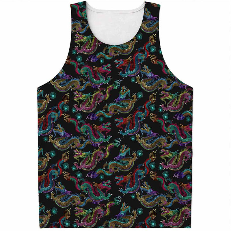 เสื้อกล้ามลายมังกรจีนเสื้อยืดล - Street Fashion In Chinese บทวิจารณ์และราคา