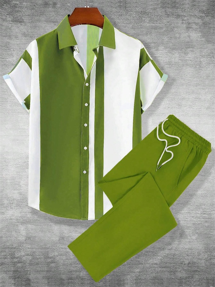ชุดเสื้อผ้าผู้ชายลายทางพิมพ์ลา - Street Fashion Urban บทวิจารณ์และราคา