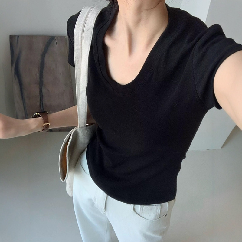 เสื้อยืดคอกลมแขนสั้นผู้หญิง ทร - Fashion Streetwear บทวิจารณ์และราคา