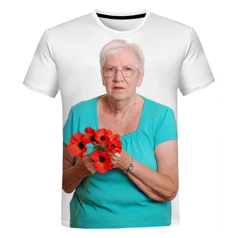เสื้อยืดผู้ชายลายคุณยายใหม่คอก - Street Fashion Plus Size บทวิจารณ์และราคา