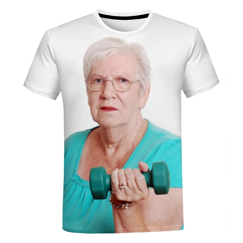 เสื้อยืดผู้ชายลายคุณยายใหม่คอก - Street Fashion Plus Size บทวิจารณ์และราคา
