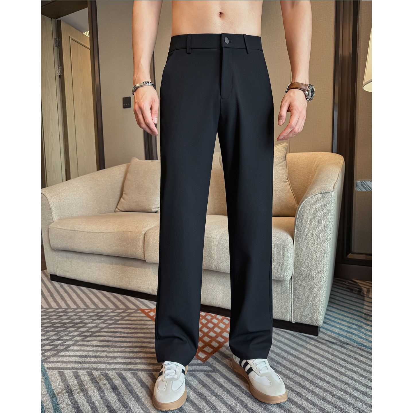กางเกงขายาวเอวยางยืดสำหรับผู้ช - Street Fashion Urban บทวิจารณ์และราคา