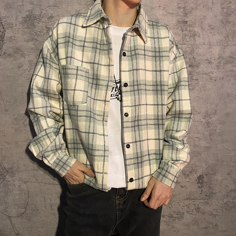 เสื้อเชิ้ตผู้ชายแขนยาวลายสก๊อต - Street Fashion Guys บทวิจารณ์และราคา