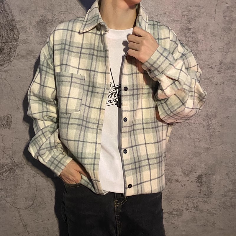 เสื้อเชิ้ตผู้ชายแขนยาวลายสก๊อต - Street Fashion Guys บทวิจารณ์และราคา