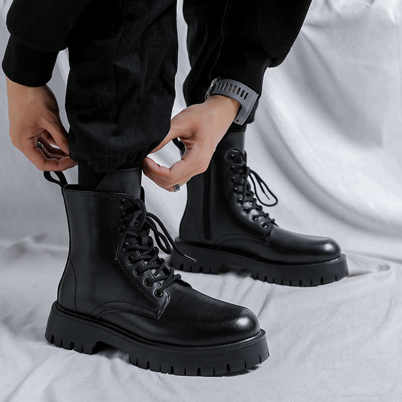 รองเท้าบูทหนังแท้แฟชั่นหรูสำหร - Street Fashion Designer บทวิจารณ์และราคา