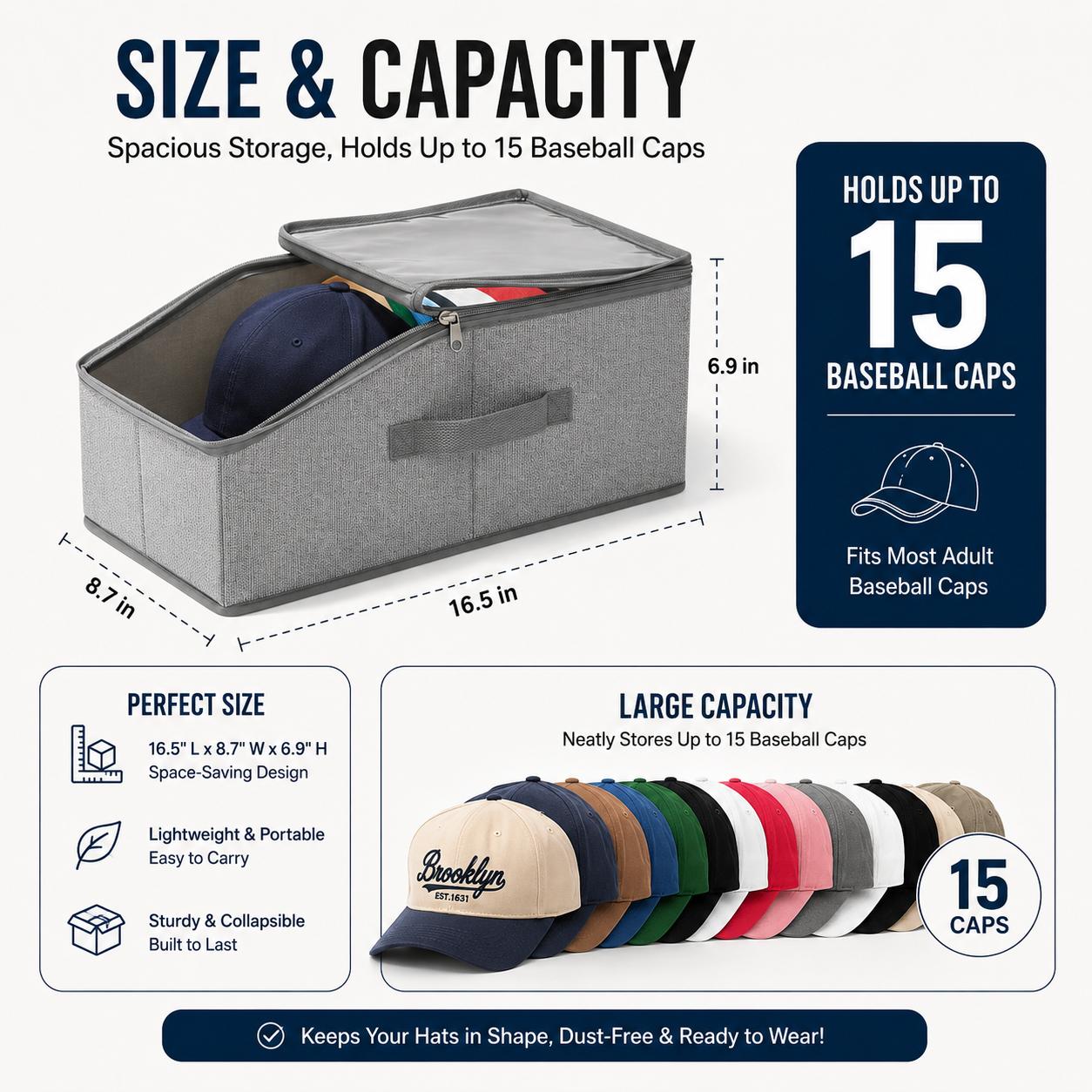 กระเป๋าเก็บหมวกเบสบอลพร้อมหน้า - Baseball Cap Fitted บทวิจารณ์และราคา