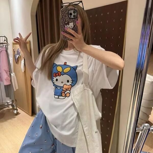 เสื้อยืดแขนสั้นพิมพ์ลายเฮลโล ค - Street Fashion Designer บทวิจารณ์และราคา