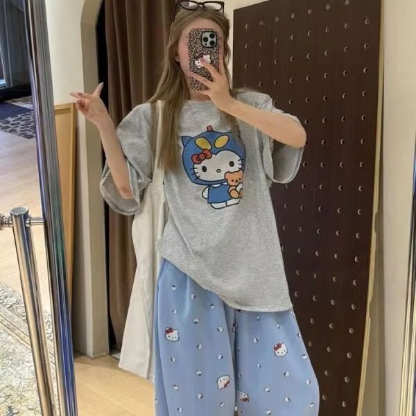 เสื้อยืดแขนสั้นพิมพ์ลายเฮลโล ค - Street Fashion Designer บทวิจารณ์และราคา