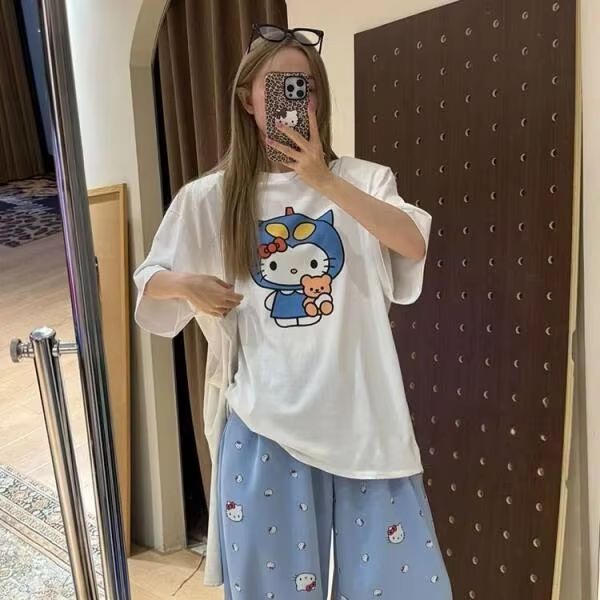 เสื้อยืดแขนสั้นพิมพ์ลายเฮลโล ค - Street Fashion Designer บทวิจารณ์และราคา