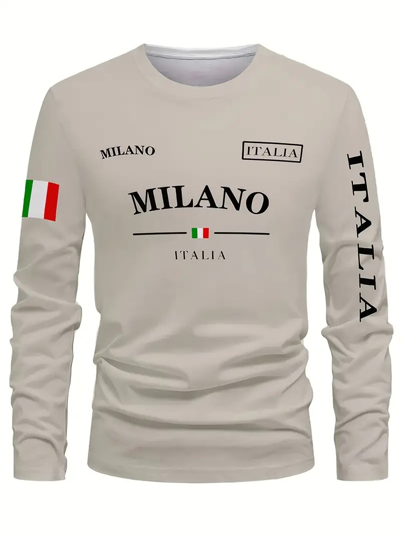 เสื้อยืดแขนยาวผู้ชาย ฤดูใบไม้ผ - Street Fashion Of Milan บทวิจารณ์และราคา